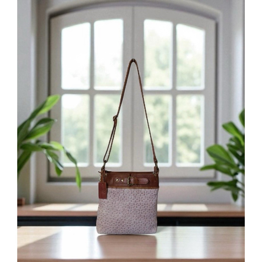 Anabaglish Joan Crossbody Bag‎ Beige Brown Embossed Leather Handbag